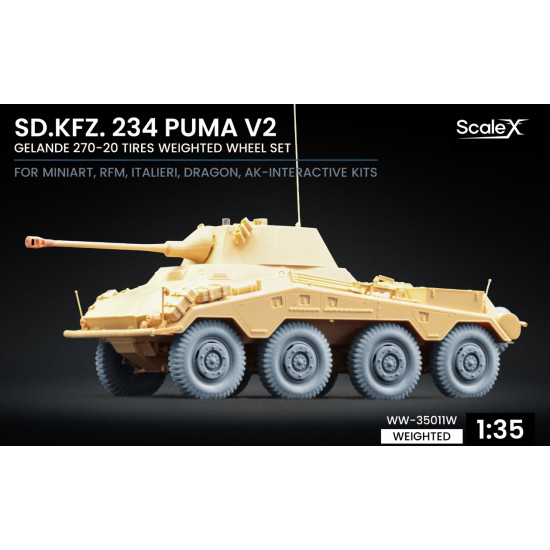 Scalex Ww-35011w 1/35 Sd Kfz 234 Puma V2 Weighted Wheel Set For Dragon Miniart Rfm Italeri Ak Interactive