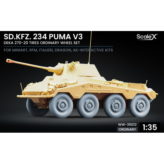 Scalex Ww-35012 1/35 Sd Kfz 234 Puma V3 Ordinary Wheel Set For Dragon Miniart Rfm Italeri Ak Interactive
