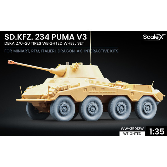 Scalex Ww-35012w 1/35 Sd Kfz 234 Puma V3 Weighted Wheel Set For Dragon Miniart Rfm Italeri Ak Interactive