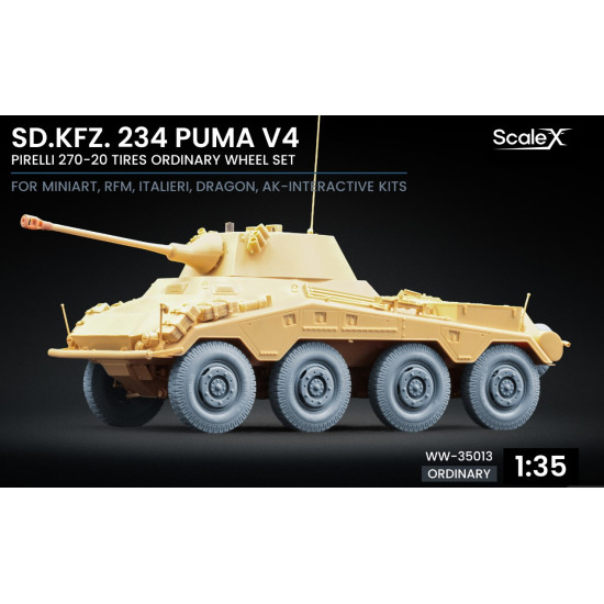 Scalex Ww-35013 1/35 Sd Kfz 234 Puma V3 Weighted Wheel Set For Dragon Miniart Rfm Italeri Ak Interactive