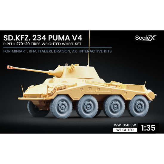 Scalex Ww-35013w 1/35 Sd Kfz 234 Puma V4 Weighted Wheel Set For Dragon Miniart Rfm Italeri Ak Interactive