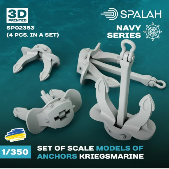Spalah Sp02353 1/350 Set Of Scale Models Anchors Kriegsmarine 4 Pcs