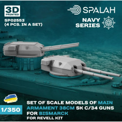 Spalah Sp02553 1/350 Main Armament 38 Cm Sk C/34 For Bismarck For Revell Kit