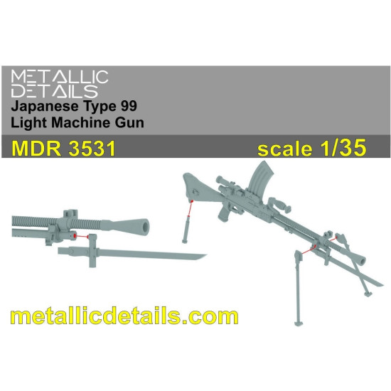 Metallic Details Mdr3531 1/35 Type 99 Light Machine Gun 4 Pcs