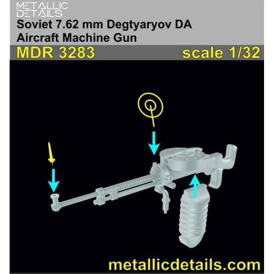 Metallic Details Mdr3281 1/32 7.92 Mm Wz.37 Aircraft Machine Gun 4 Pcs