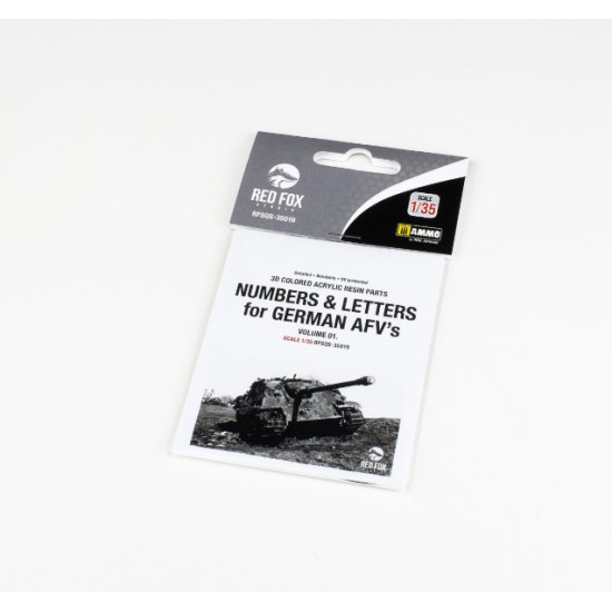 Red Fox Qs35019 1/35 Numbers Letters For German Afvs Vol 01 3d Colored Acrylic Resin Parts