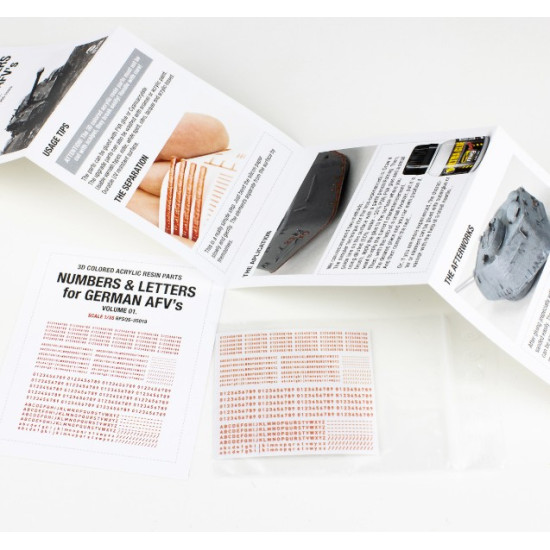 Red Fox Qs35019 1/35 Numbers Letters For German Afvs Vol 01 3d Colored Acrylic Resin Parts