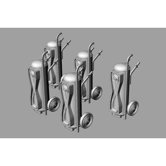 Brengun Brl72295 1/72 Raf Large Extingusher 5pcs Resin Kit Of U K Modern Extingusher