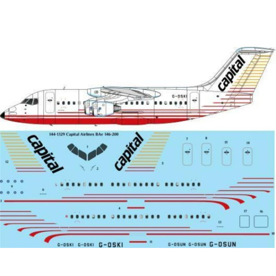 26decals 144-1329 1/144 Capital Airlines Uk Bae 146-200 Laser Decal