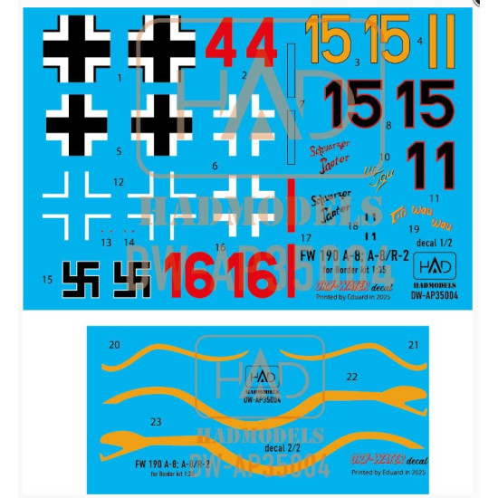 Hadmodels Dw-ap35004 1/35 Fw 190 A-8 A-8/R-2 Dry-water Decal