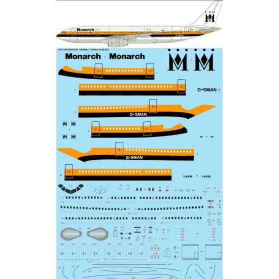 26decals 144-1334 1/144 Monarch Airbus A330-243 Laser Decal
