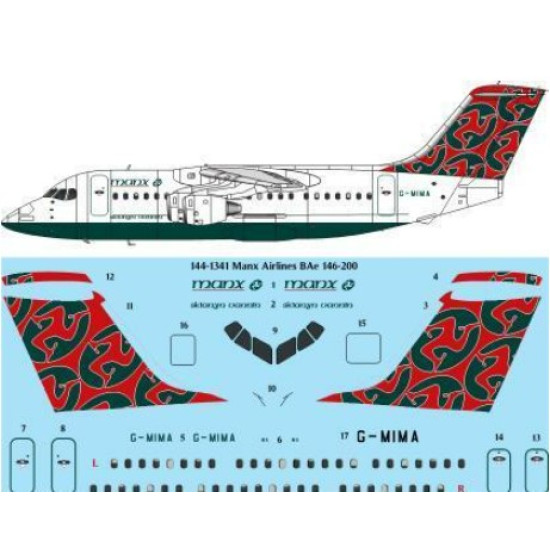 26decals 144-1341 1/144 Manx Final Livery Bae 146-200 Laser Decal