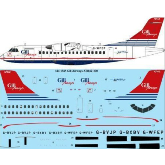 26decals 144-1345 1/144 Gill Airways Atr-42-300 For X-scale Kit Laser Decal