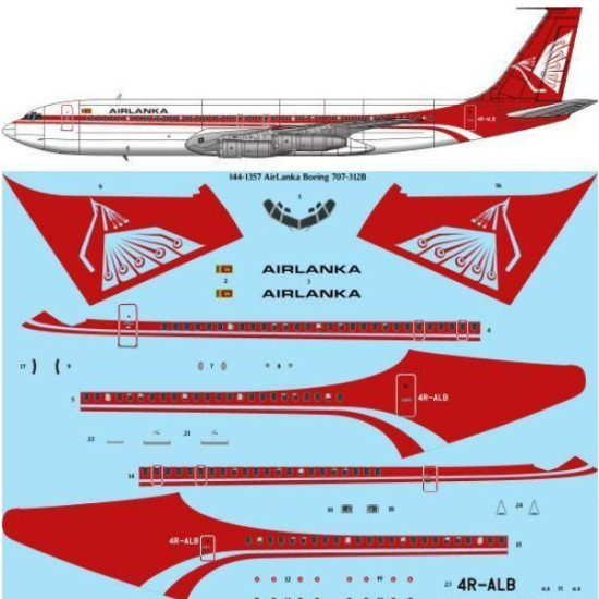 26decals 144-1357 1/144 Air Lanka Boeing 707-312b For Roden Kit Laser Decal