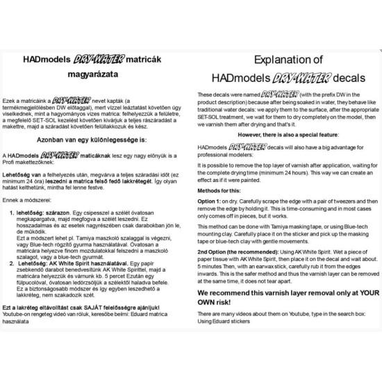 Hadmodels Dw-72003 1/72 P-51b Mustang Decal Sheet Dry-water