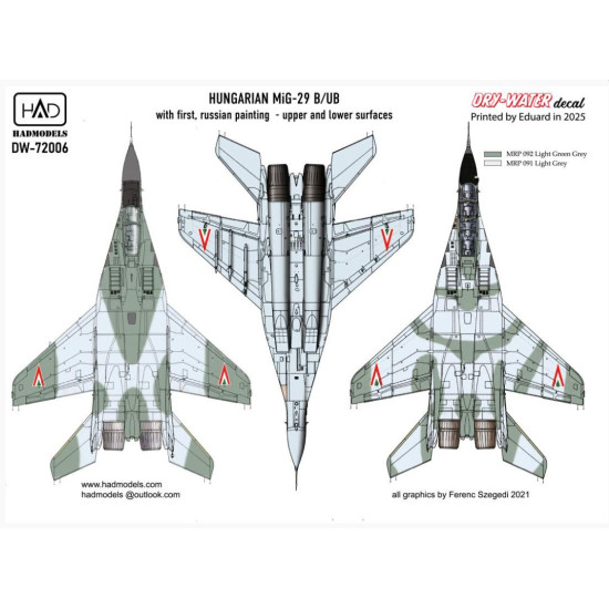 Hadmodels Dw-72006 1/72 Mig-29 B / Ub Hunaf Old Painting Dry-water Decal Sheet