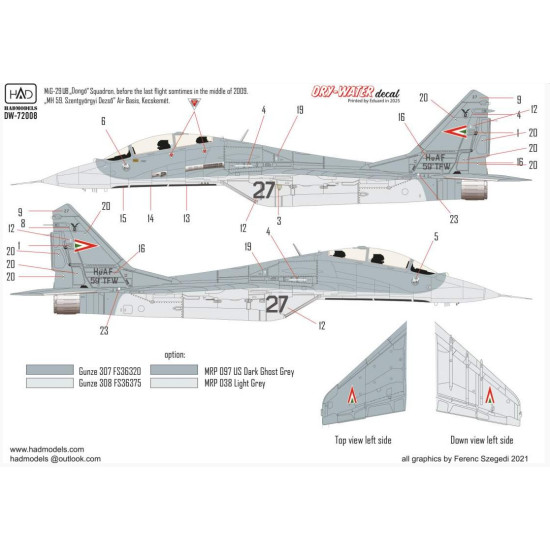 Hadmodels Dw-72008 1/72 Mig-29 Nato Dry-water Decal Sheet