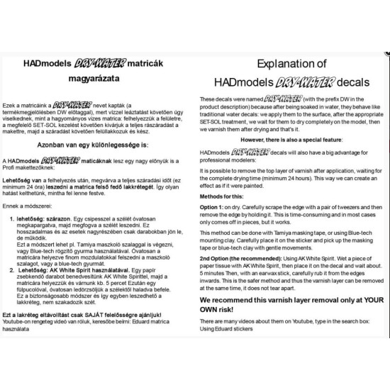 Hadmodels Dw-72014 1/72 Fw 190 F-8 Green C Black 2 White 34 Dry-water Decal Sheet