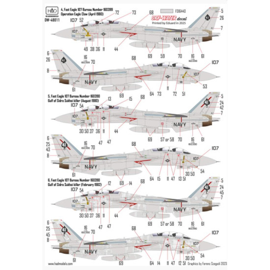Hadmodels Dw-48011 1/48 F-14a Vf-41 Black Aces Decal Sheet The Final Countdown Dry-water Decal Sheet