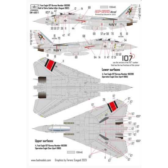Hadmodels Dw-48011 1/48 F-14a Vf-41 Black Aces Decal Sheet The Final Countdown Dry-water Decal Sheet