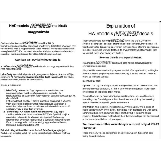 Hadmodels Dw-32003 1/32 P-51b Dry-water Decal Sheet