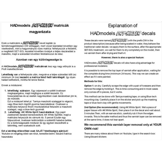 Hadmodels Dw-32015 1/32 Messerschmitt Bf 109 E-1 White 9 Dry-water Decal Sheet