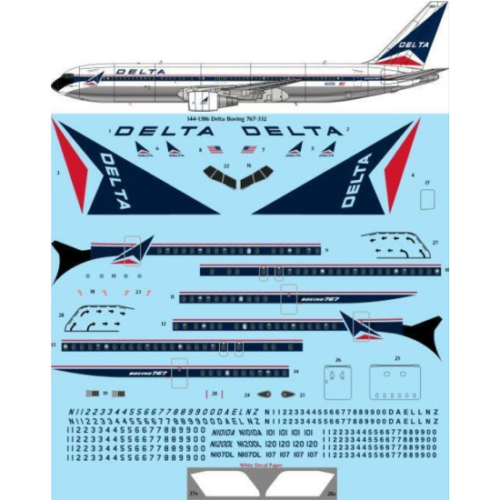 26decals 144-1386 1/144 Delta Boeing 767-332 Laser Decal