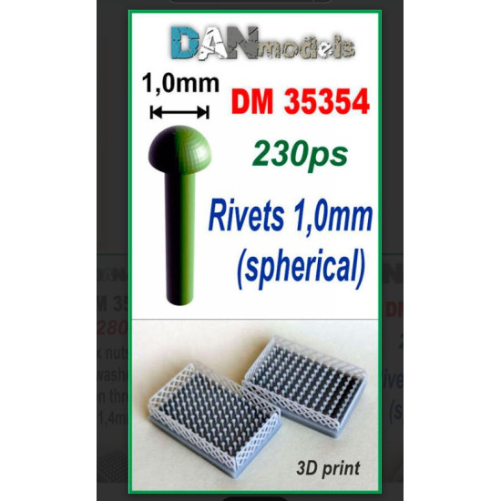 Dan Models 35354 1/35 Spherical Rivets 1/0 Mm Set Of 230 Pieces 3d Printed
