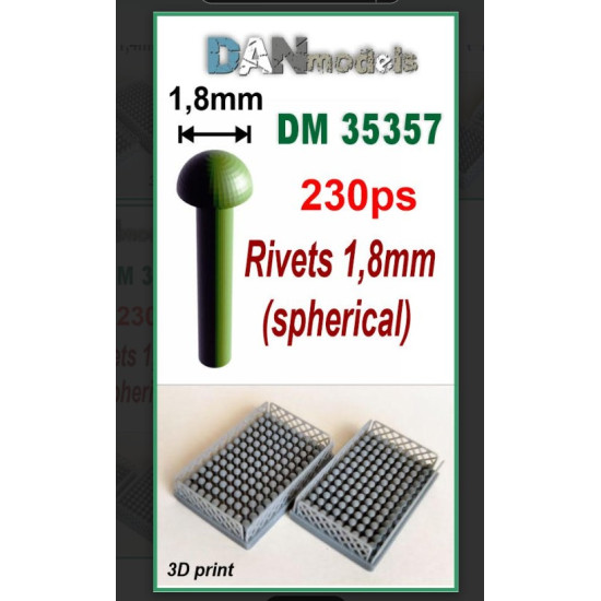 Dan Models 35357 1/35 Spherical Rivets 1/8 Mm Set Of 230 Pieces 3d Printed