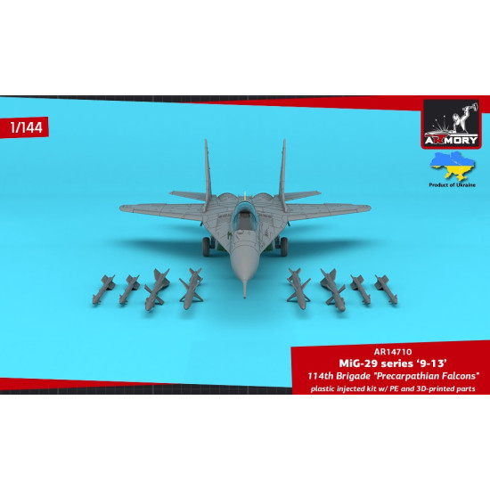 Armory 14710 1/144 Mig-29 Series 9-13 114th Brigade Precarpathian Falcons Plastic Injected Kit W/ 3d-printed Pe Parts