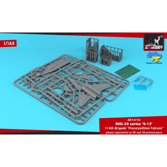 Armory 14710 1/144 Mig-29 Series 9-13 114th Brigade Precarpathian Falcons Plastic Injected Kit W/ 3d-printed Pe Parts