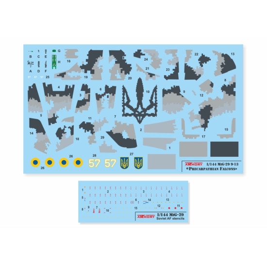 Armory 14710 1/144 Mig-29 Series 9-13 114th Brigade Precarpathian Falcons Plastic Injected Kit W/ 3d-printed Pe Parts