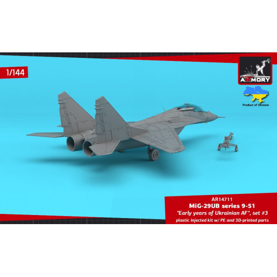 Armory 14711 1/144 Mig-29ub Series 9-51 Twin Seater Early Years Of Ukrainian Af Set 3 Plastic Injected Kit W/ 3d-printed Pe Parts