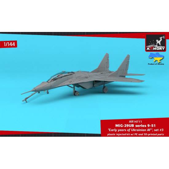 Armory 14711 1/144 Mig-29ub Series 9-51 Twin Seater Early Years Of Ukrainian Af Set 3 Plastic Injected Kit W/ 3d-printed Pe Parts