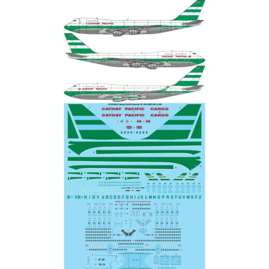 26decals Sts20005 1/200 Cathay Pacific Boeing 747-200,200f,300,400 Screen Printed Decal