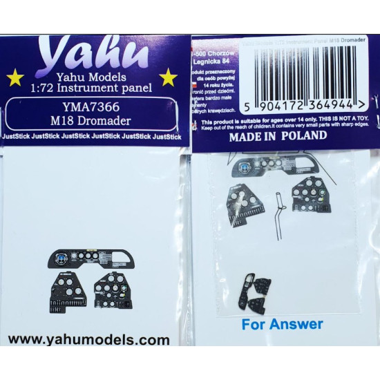 Yahu Model Yma7366 1/72 Instrument Panel M18 Dromader For Answer