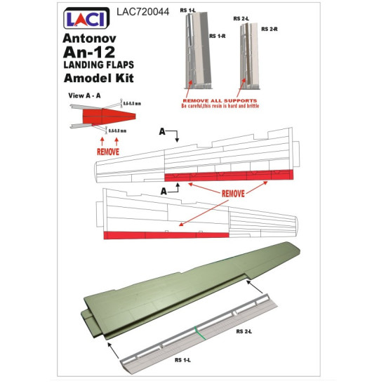 Laci 720044 1/72 Antonov An-12 Landing Flaps Roden Kit For Experienced Modellers