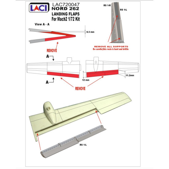 Laci 720047 1/72 Nord 262 Landing Flaps For Mach2 Kit