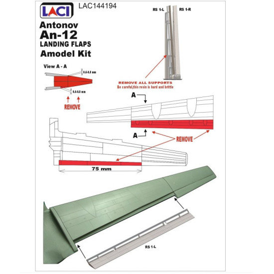 Laci 144194 1/144 Antonv An-12 Landing Flaps Amodel Kit