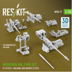 Reskit Rs-av35-0017 1/35 Merkava Mk 3 Mg Set V1 3 Pcs Machine Gun Mounts 3 Pcs For Meng/Hobbyboss Kit 3d Printed