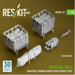 Reskit Rs-avu35-0010 1/35 Merkava Mk 3 Rear Hull Storage Baskets W/O Cover 2 Pcs For Hobbyboss Kit 3d Printed