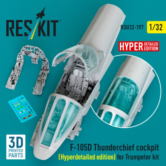 Reskit Rsu32-0197 1/32 F-105d Thunderchief Cockpit Hyperdetailed Edition For Trumpeter Kit 3d Printed