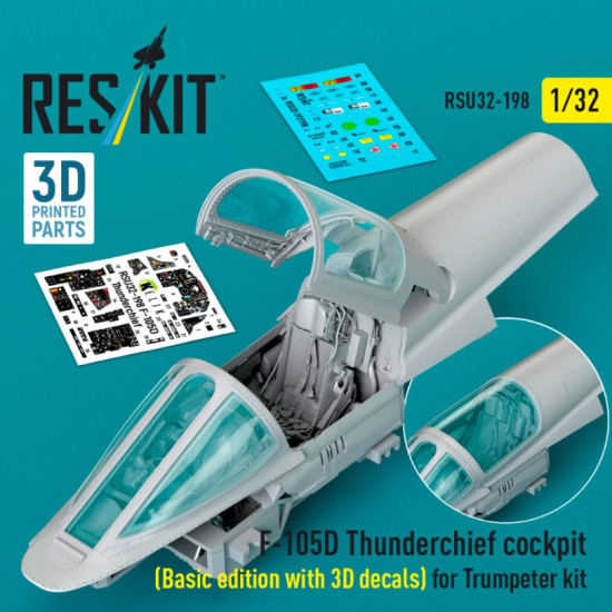 Reskit Rsu32-0198 1/32 F-105d Thunderchief Cockpit Basic Edition With 3d Decals For Trumpeter Kit 3d Printed