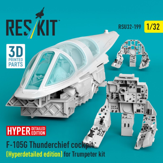 Reskit Rsu32-0199 1/32 F-105g Thunderchief Cockpit Hyperdetailed Edition For Trumpeter Kit 3d Printed