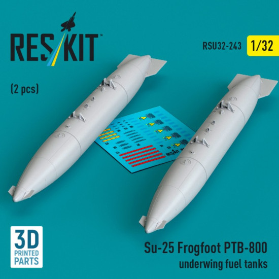 Reskit Rsu32-0243 1/32 Su-25 Frogfoot Ptb-800 Underwing Fuel Tanks 2 Pcs 3d Printed