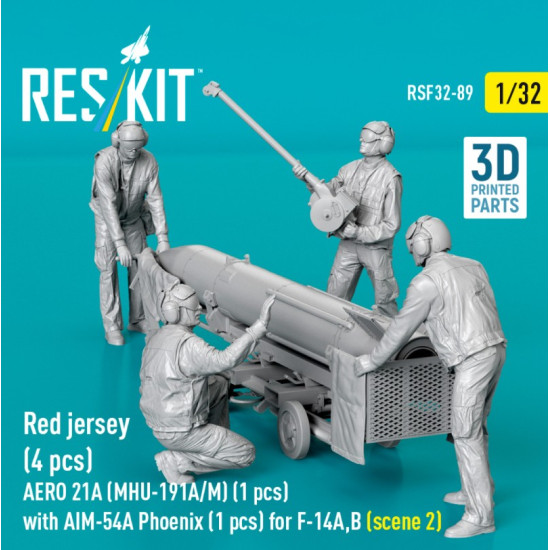Reskit Rsf32-0089 1/32 Red Jersey 4 Pcs Aero 21a Mhu-191a/M 1 Pcs With Aim-54a Phoenix 1 Pcs For F-14a B Scene 2 3d Printed