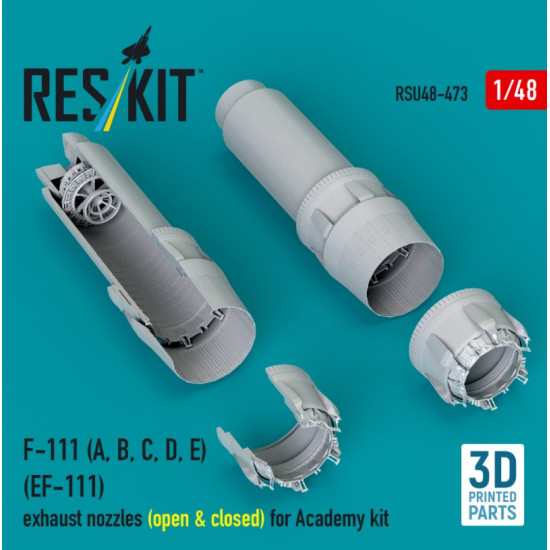 Reskit Rsu48-0473 1/48 F-111 A B C D E Ef-111 Exhaust Nozzles Open Closed For Academy Kit 3d Printed