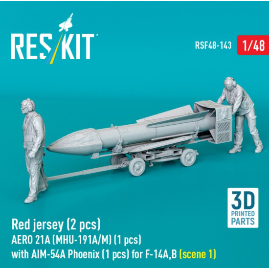 Reskit Rsf48-0143 1/48 Red Jersey 2 Pcs Aero 21a Mhu-191a/M 1 Pcs With Aim-54a Phoenix 1 Pcs For F-14a B Scene 1 3d Printed