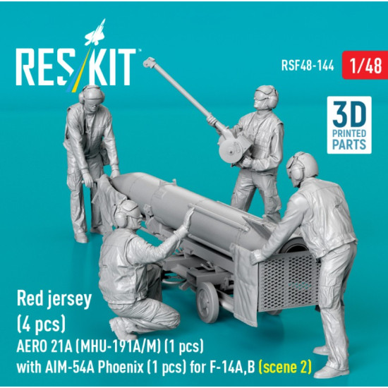 Reskit Rsf48-0144 1/48 Red Jersey 4 Pcs Aero 21a Mhu-191a/M 1 Pcs With Aim-54a Phoenix 1 Pcs For F-14a B Scene 2 3d Printed