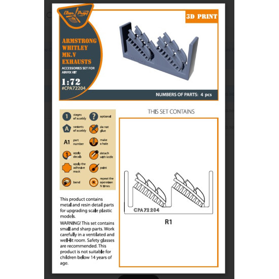 Clear Prop Cpa72204 1/72 Armstrong Whitley Mk V Exhausts For Airfix Kits 3d Print